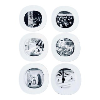 Set of 6 Vintage Chas Addams Cartoon Plates by Milbern, New York For Sale