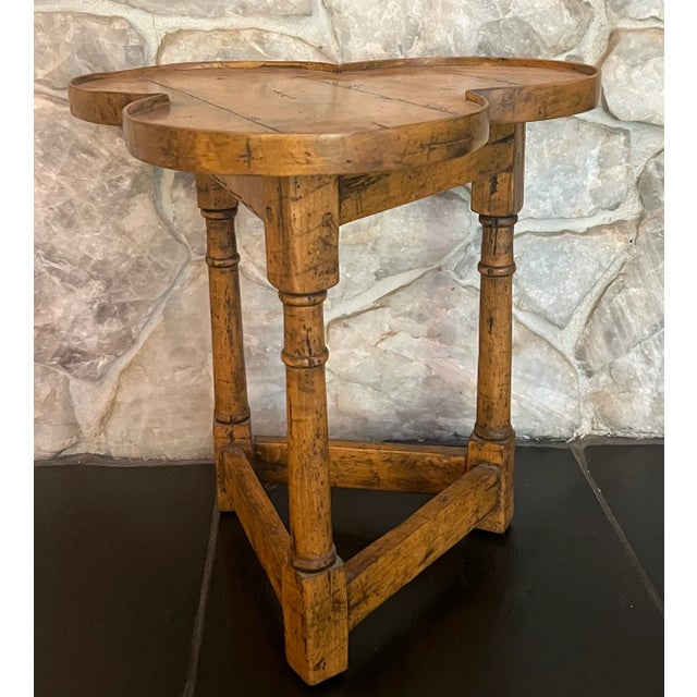 Wood Vintage Side Table With Trefoil Clover-Shaped Top For Sale - Image 7 of 7