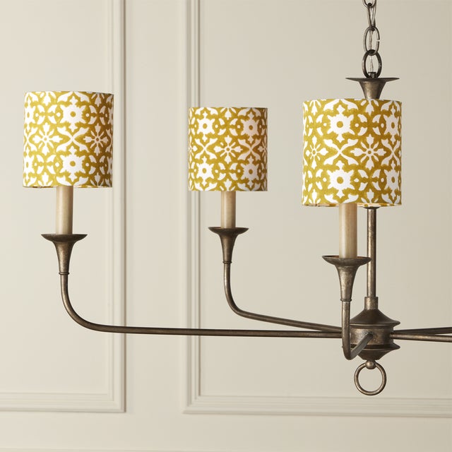 Currey & Company Currey & Company Block Print Drum Chandelier Shade - Gold For Sale - Image 4 of 7