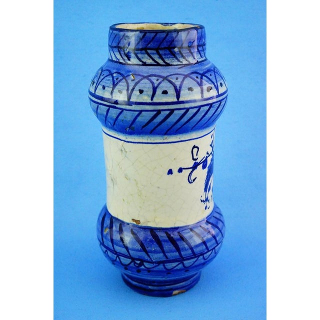 17th Century Albarello Pharmacy Jar in Ligurian Ceramic, Italy For Sale - Image 5 of 18