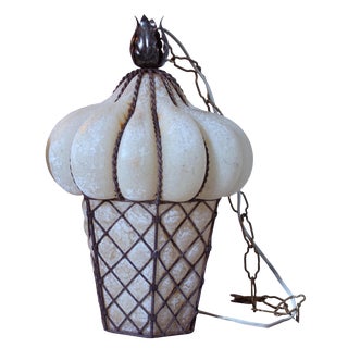 Vintage Murano Glass Cage Pendant Light by Seguso For Sale