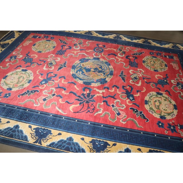 Chinese Pink Vintage Chinese Rug - 8'2" x 11'8" For Sale - Image 3 of 13