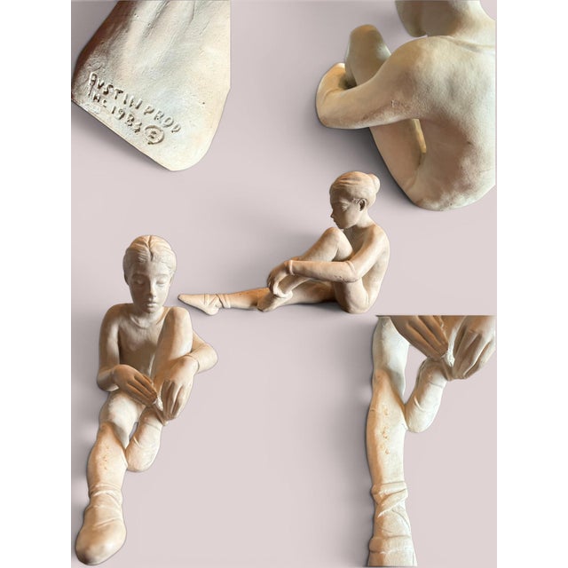 1980s Austin Productions Seated Ballerina Tying Pointe Shoe Sculpture-Ballet Art-Dance For Sale - Image 5 of 11