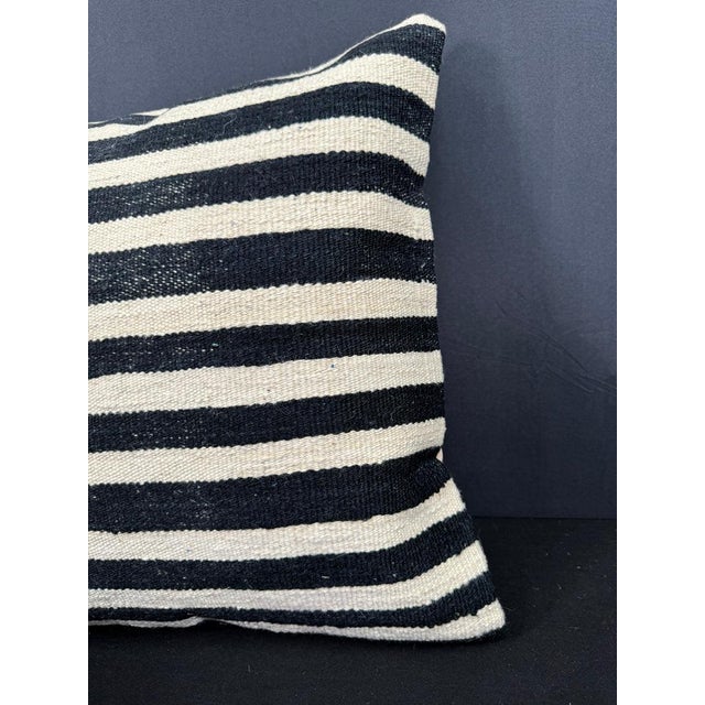 Contemporary Turkish Hemp Pillow Cushion Natural Beige Black Cushion Cover 20"x20" For Sale - Image 3 of 4