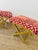 Vintage 1970s Pair of Brass X Base Weiman / Warren Lloyd Mastercraft Geometric Velvet Upholstered Stools Ottomans For Sale - Image 10 of 18