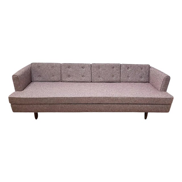 Custom Restored 1950's Drexel Profile Sofa by John Van Koert in Knoll Modern Tweed Textile For Sale