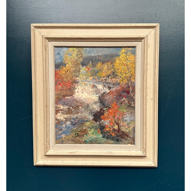 Hundt, Waterfall, 1950s, Oil Painting on Panel, Framed For Sale - Image 15 of 16