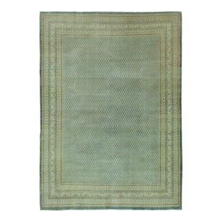 Antique Persian Saraband Rug With All-Over Patterns in Beige & Teal - Rug & Kilim For Sale