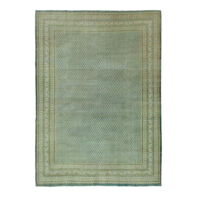 Antique Persian Saraband Rug With All-Over Patterns in Beige & Teal - Rug & Kilim For Sale