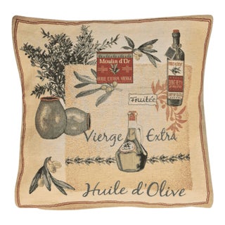 French Wine Tapestry Cushion With Feather Filler - 46x46cm (18"x18") For Sale