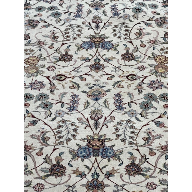 Indo Persian Tabriz Wool & Silk Rug 6’1” X 9’ For Sale - Image 4 of 6
