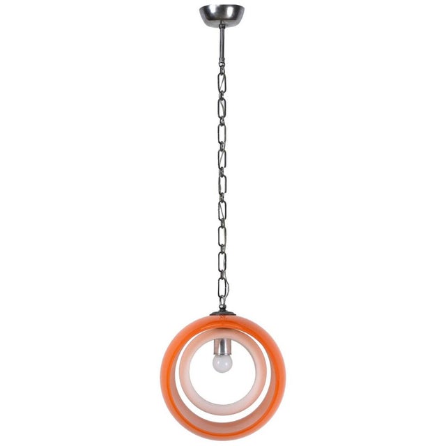 Orange Murano Glass Eclipse Pendant attributed to Carlo Nason for Mazzega, Italy, 1960s For Sale - Image 15 of 15