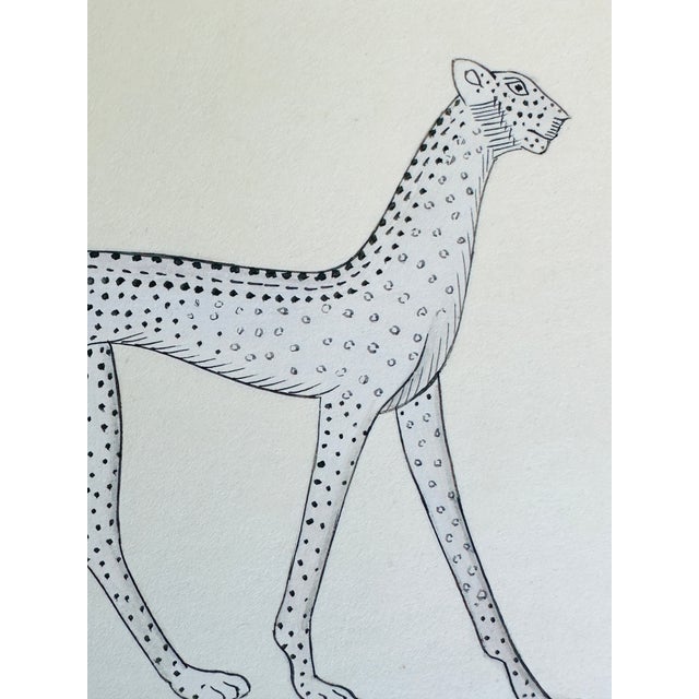 Original Hand-Painted Folk Cheetah Painting, Framed For Sale - Image 4 of 5