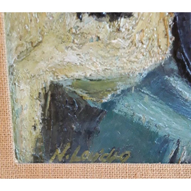 Norbert Louis, Vase with Sunflowers, 1949, Original Oil on Cardboard, Framed, in Very Good conditions. Designed 1920 to...