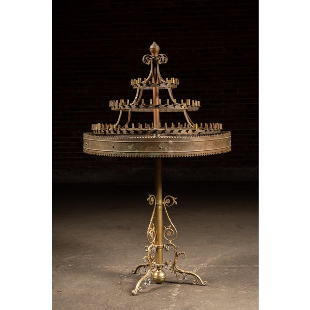 Victorian Antique Multi-Tier Brass Candelabrum Table on Ornate Stand For Sale - Image 3 of 12