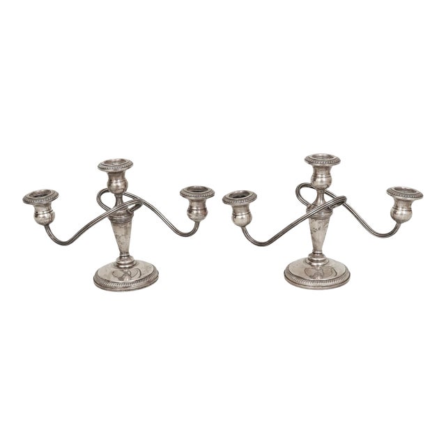 Fisher Sterling Silver Empire Style Candelabras - a Pair For Sale