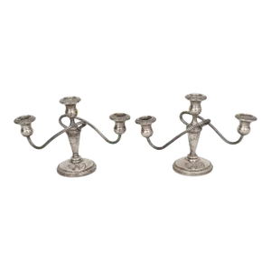 Fisher Sterling Silver Empire Style Candelabras - a Pair