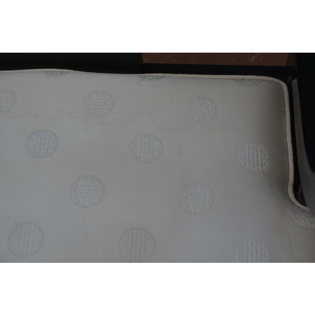 1980s Century Chair Co. Ming Black Lacquer & Brass Horseshoe Back Chair W/ White Seat For Sale - Image 13 of 18