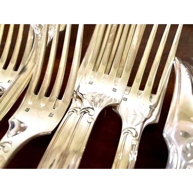 Metal Silver-Plated Cutlery Set, 1950s, Set of 36 For Sale - Image 7 of 11