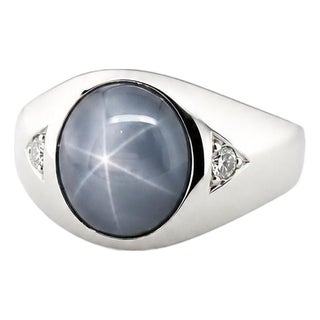 Late 20th Century 14Star Sapphire Ring, Size 8.5 For Sale