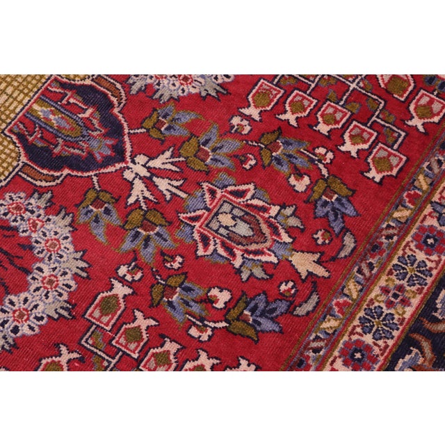 Textile Persian Vintage Tabriz Red/Blue Wool Rug - 9'1'' X 12'4'' For Sale - Image 7 of 10