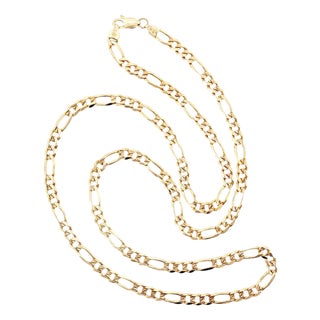 Late 20th-Century 14 Karat Yellow Gold 4.8mm 24" Figaro Neckchain For Sale