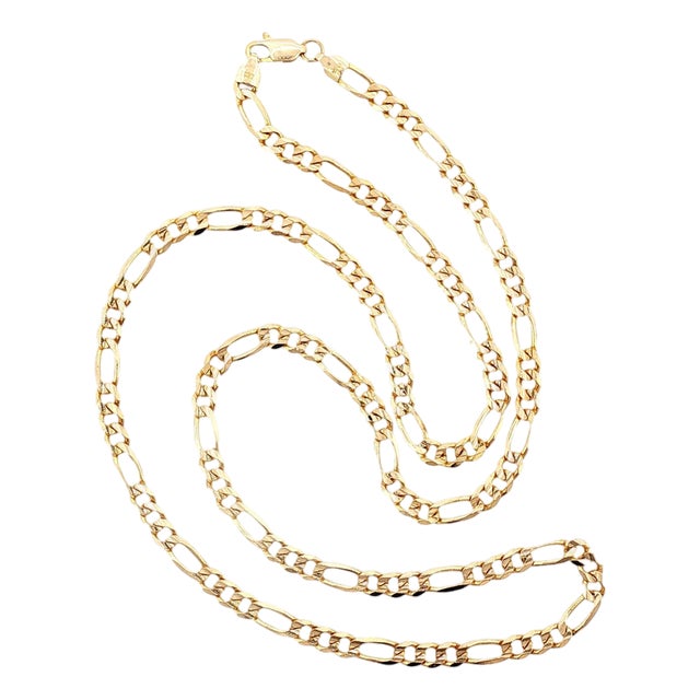 Late 20th-Century 14 Karat Yellow Gold 4.8mm 24" Figaro Neckchain For Sale