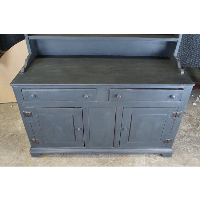 Primitive Antique Country Farmhouse Painted Oak Welsh Dresser Cupboard Hutch For Sale - Image 12 of 12