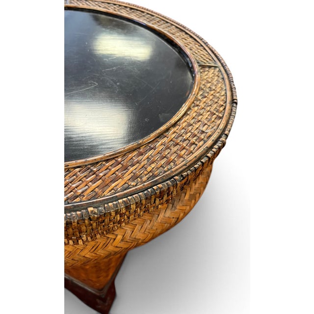 Mid-Century Boho Coastal Rattan Storage Side Tables - A Pair For Sale - Image 9 of 16