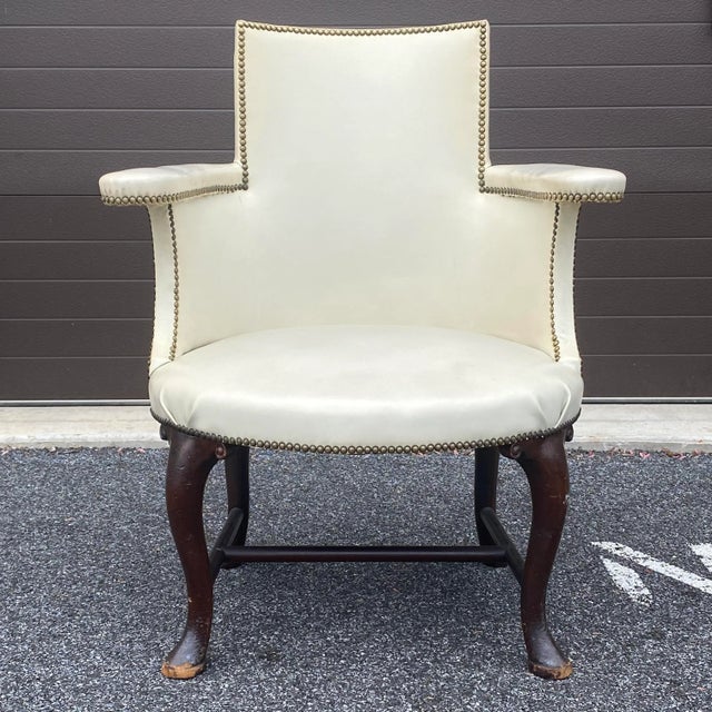 Antique Mahogany & Nailhead Ivory Leather Armchair For Sale - Image 13 of 13