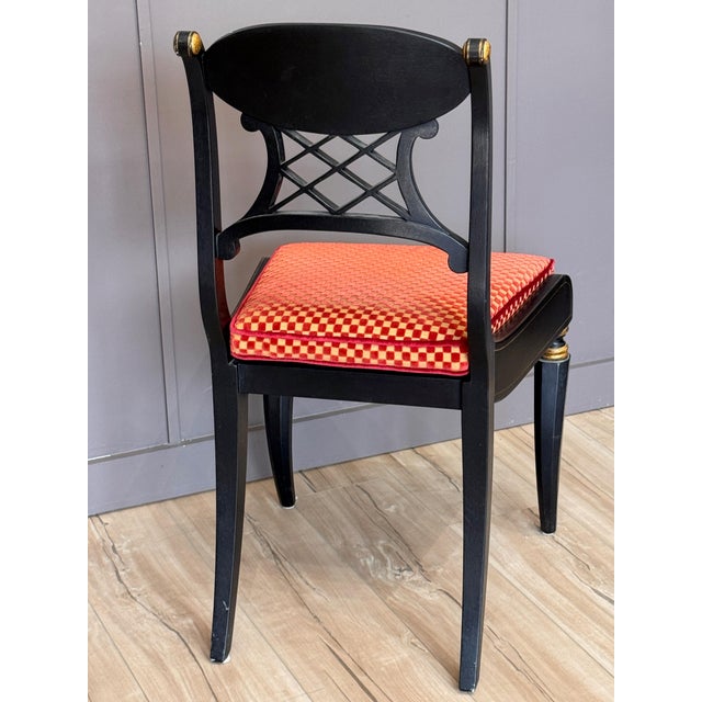 Black Set of Eight Regency Style Dining Chairs by John Rosselli & Assoc. For Sale - Image 8 of 16