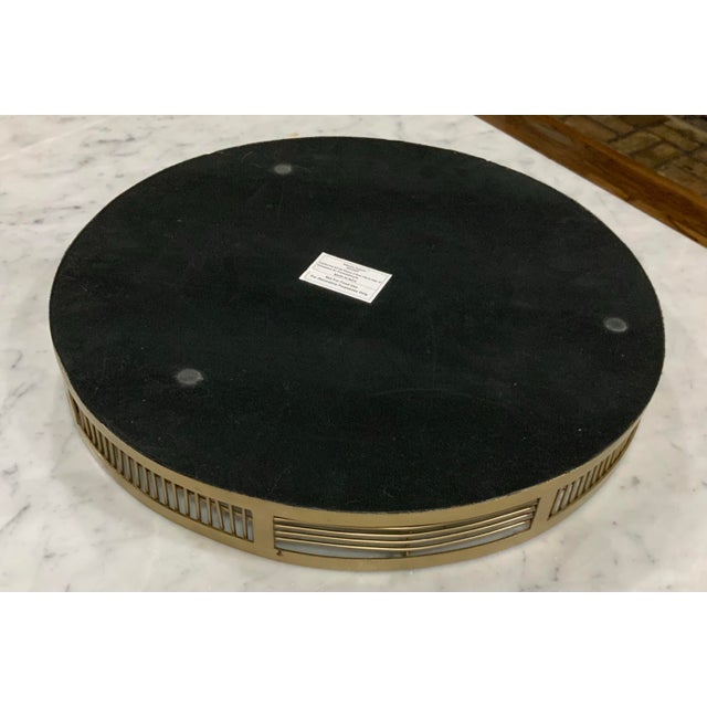 Silver Large 18" Round Heavy Mirrored Tray W/Gold Gallery Edge - For Serving, Vanity or Ottoman - Palm Beach Regency, Grandmillennial, Modern Luxe - See Pics For Sale - Image 8 of 8