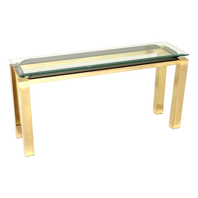 Vintage Italian Brass and Glass Console Table, 1970 For Sale