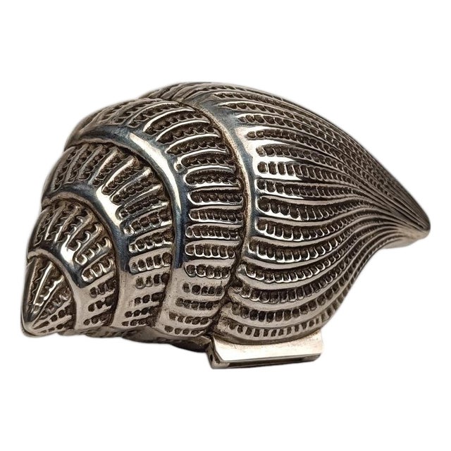 Vintage Triton Trumpet Shell Shaped Silver-Plated Metal Trinket Case Box, 1970s For Sale