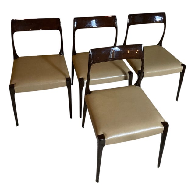 Mid-Century Modern Laquered Dining Chairs, 2005, Set of 4 For Sale