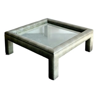 Vintage Boho Stamped Croco Coffee Table For Sale