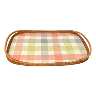 Mid-Century Modern German Rattan Tray, 1960s For Sale