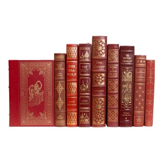 Brick Leather Classics Book Set- 9 Pieces For Sale