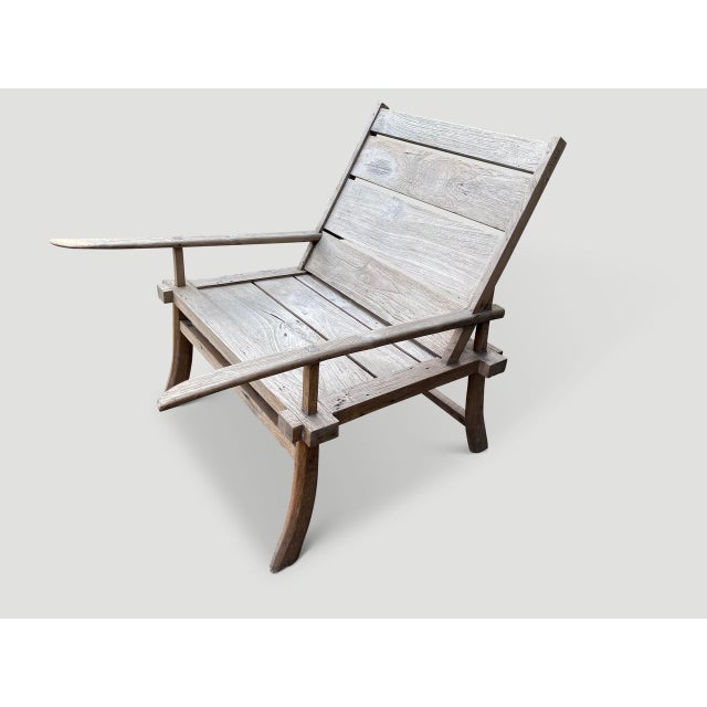1950s Impressive Antique Teak Wood Chair or Chaise For Sale - Image 5 of 6