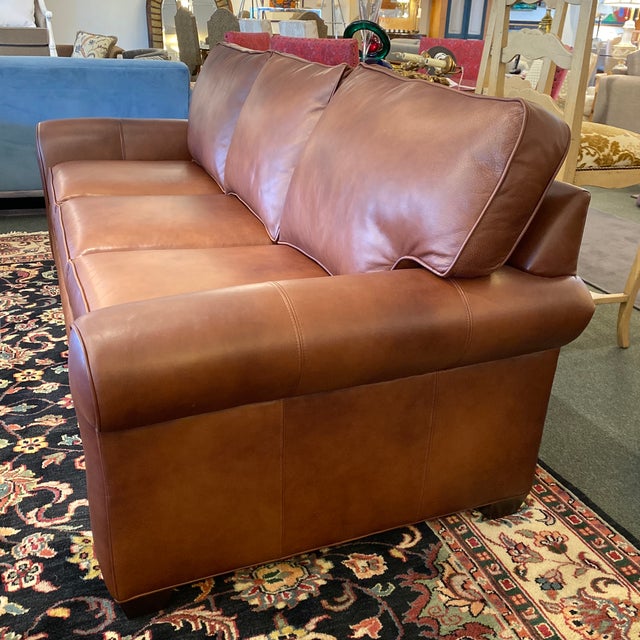 Ethan Allen RollArm Sofa in Sienna Leather Chairish