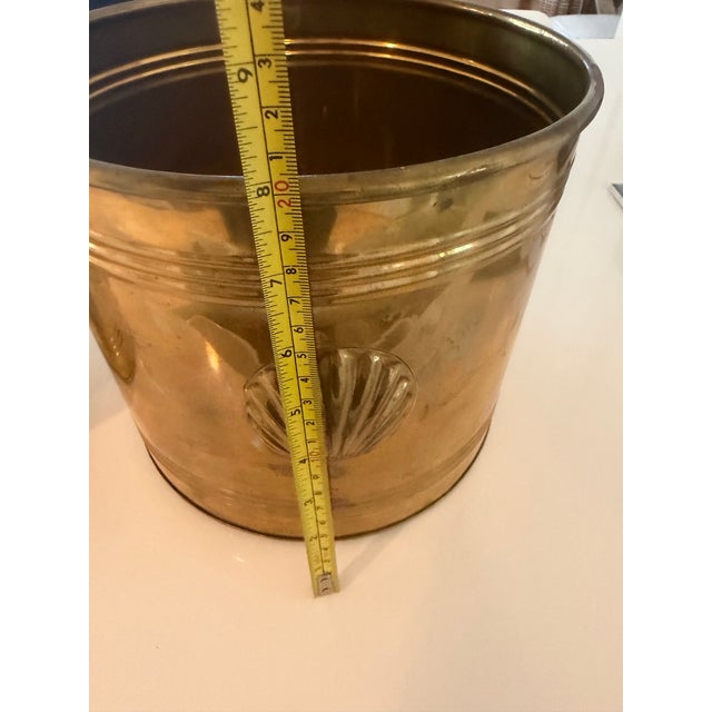 Vintage Brass Planter Set With Embossed Clam Shell Detail For Sale - Image 9 of 11