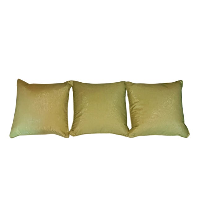 Early 21st Century Early 21st Century Green Shimmer Feather Pillows by Newport - Set of 3 For Sale - Image 5 of 12