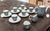 This is a rare and striking Johann Haviland Bavaria "Papageno"porcelain tea set, featuring a bold modernist matte charcoal...