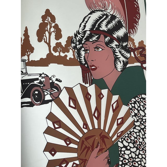Vintage French Art Deco Au Revoir Fashion Illustration Mirror by George Barbier, 1970s For Sale - Image 12 of 14