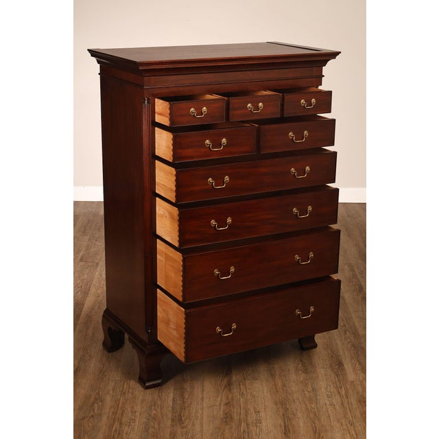 Chippendale Henkel Harris Chippendale Style Mahogany Tall Chest For Sale - Image 3 of 17