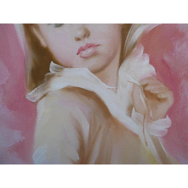 Portrait Painting of a Child, 1970s, Oil on Canvas For Sale - Image 10 of 14