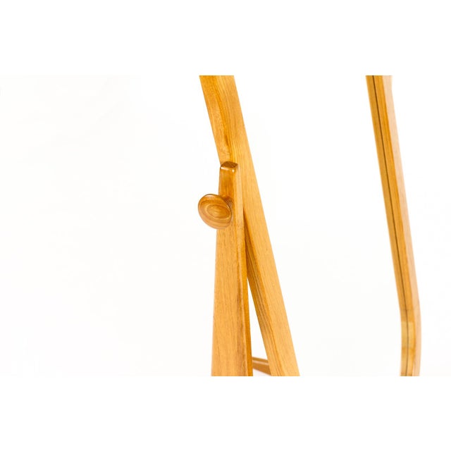 Wood Danish Modern Mid Century Teak Cheval Free Standing Floor Mirror — Pedersen & Hansen For Sale - Image 7 of 9