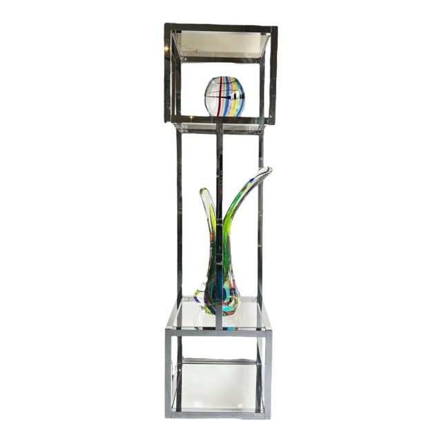 Chrome Milo Baughman Style Cube Chrome Etagere For Sale - Image 8 of 12