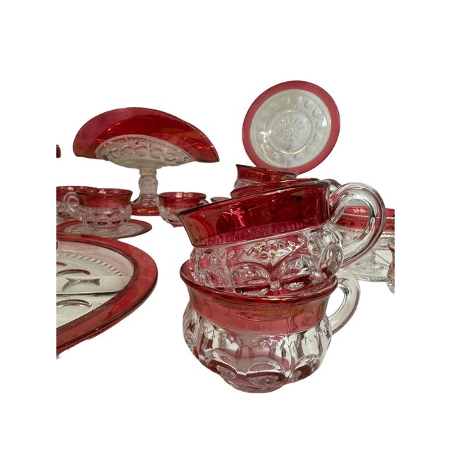 Vintage Tiffin Kings Crown Thumbprint Tea Set for 10 With Extras - 44 Pieces For Sale - Image 15 of 17