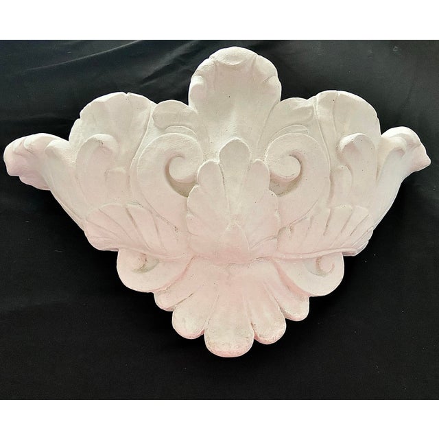 Offered is an exquisite vintage large plaster wall pocket. It can be easily hung inside or out with the wire on the back....